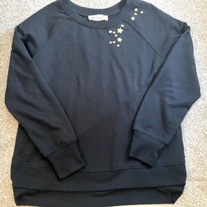 Philosophy Black Crew Neck Ling Sleeved Top Gold Stars Size XS